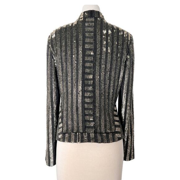 J. Mendel 2015 FW Sequin Stripe Silk-Lined Blazer Jacket Black Size 8 - Picture 7 of 11